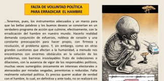 Falta voluntad política para erradicar el hambre